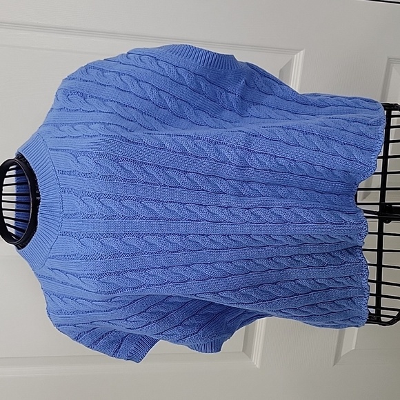 STILE Cotton Cable Knit Vest in Blue Size Small - Picture 1 of 7